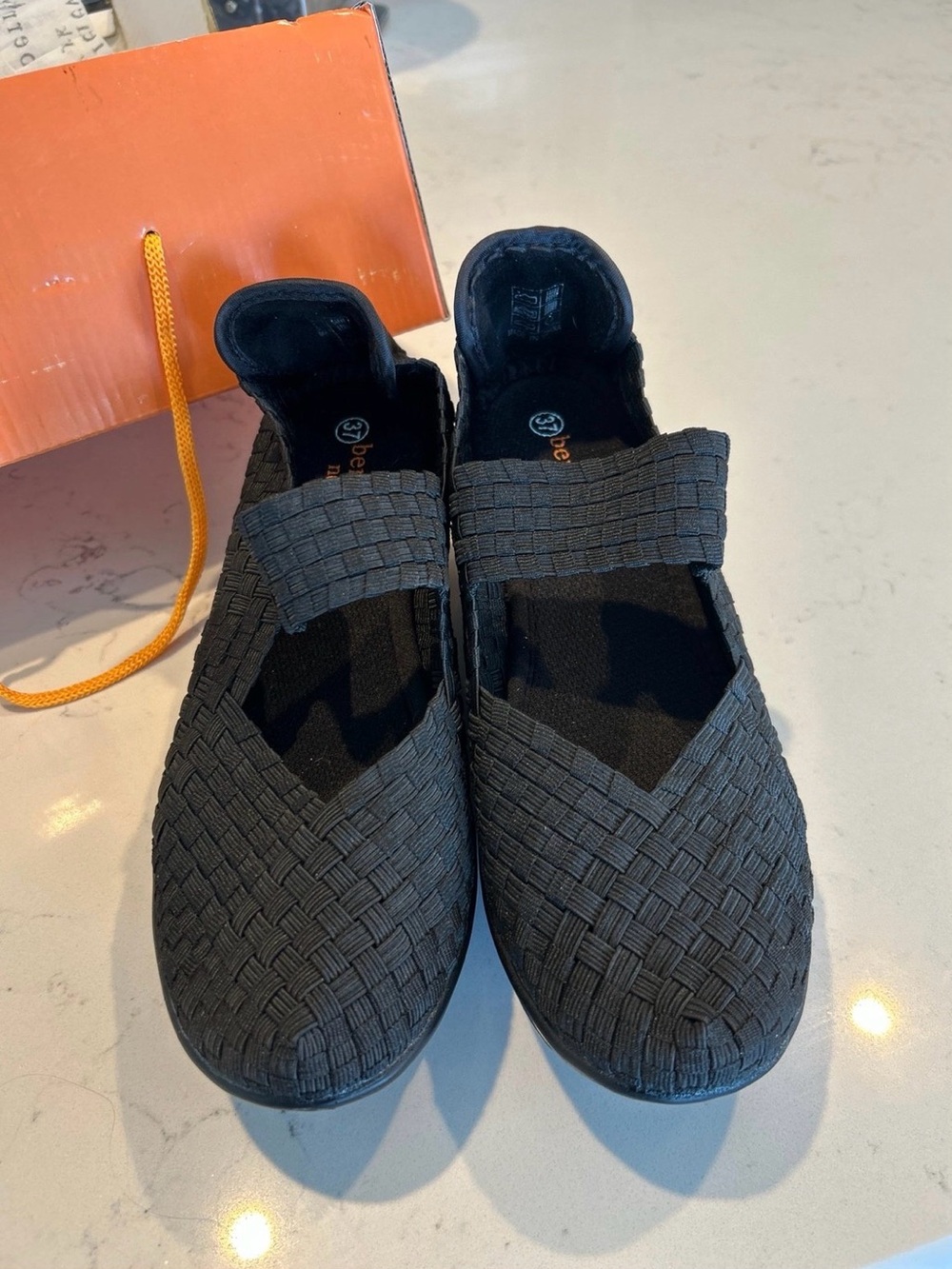 bernie mev. Black Woven Wedge Mary Jane - Picture 2 of 4